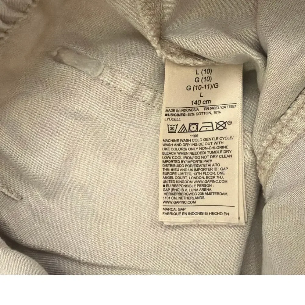 GAP Kids Relaxed Loose Fit Baggy Wide Leg Khaki Drawstring Pants Youth Large 10